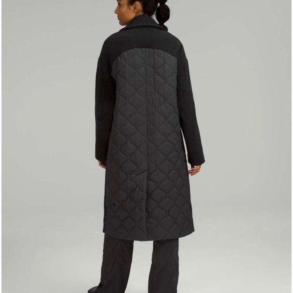 LULULEMON NWT WOOL LONG COAT BLACK SZ 14 - Picture 2 of 10